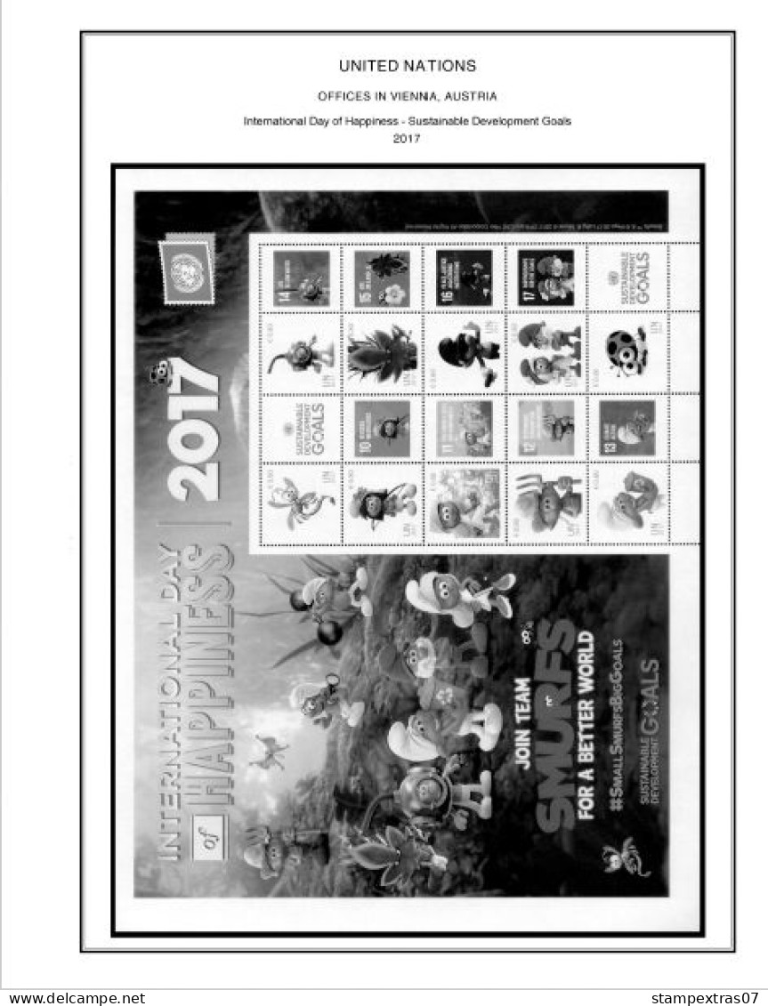 UNITED NATIONS - VIENNA 1979-2020 STAMP ALBUM PAGES (165 b&w illustrated pages)