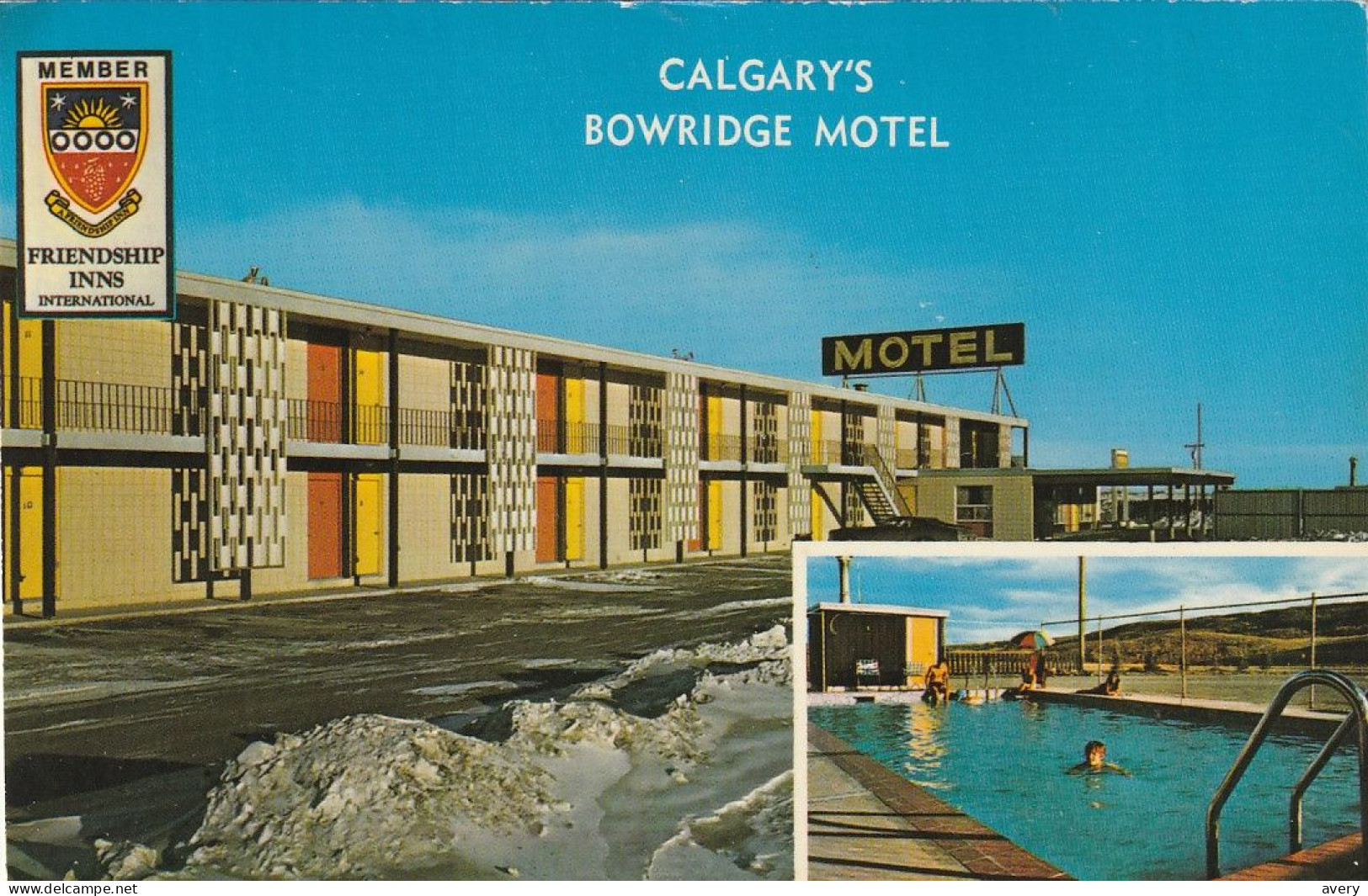 Friendship Inn, Bowridge Motel, Calgary, Alberta  Faint Location Map On Back - Calgary