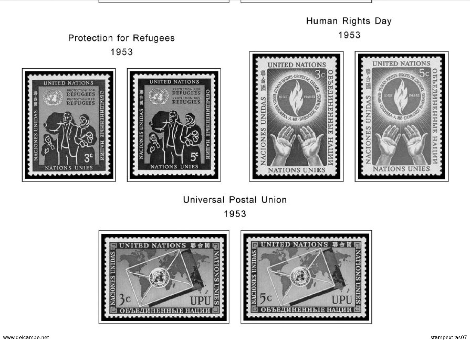 UNITED NATIONS - NEW YORK 1951-2020 STAMP ALBUM PAGES (229 B&w Illustrated Pages) - Englisch