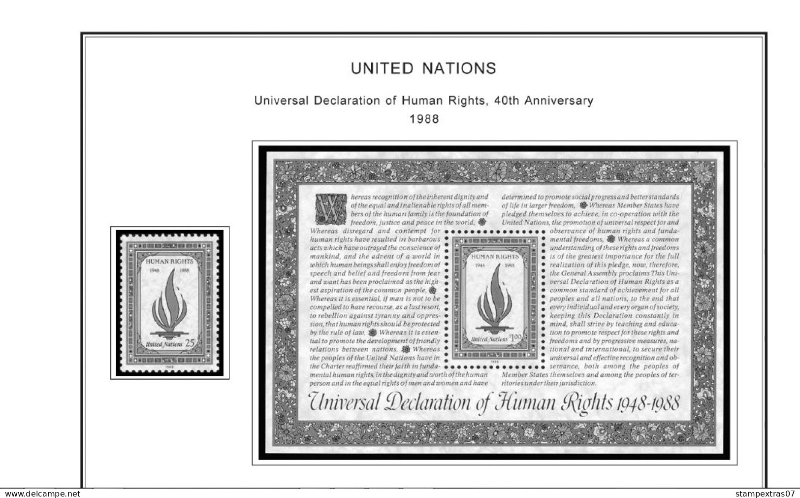 UNITED NATIONS - NEW YORK 1951-2020 STAMP ALBUM PAGES (229 b&w illustrated pages)