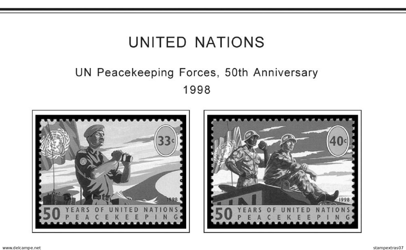 UNITED NATIONS - NEW YORK 1951-2020 STAMP ALBUM PAGES (229 b&w illustrated pages)