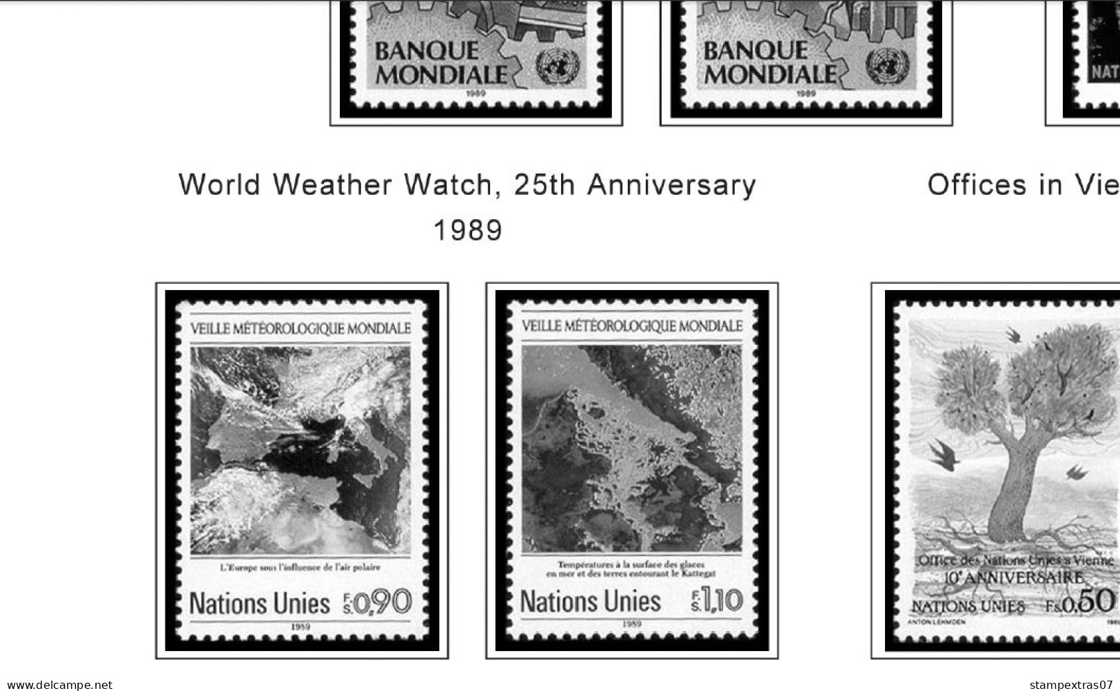 UNITED NATIONS - GENEVA 1969-2020 STAMP ALBUM PAGES (166 b&w illustrated pages)