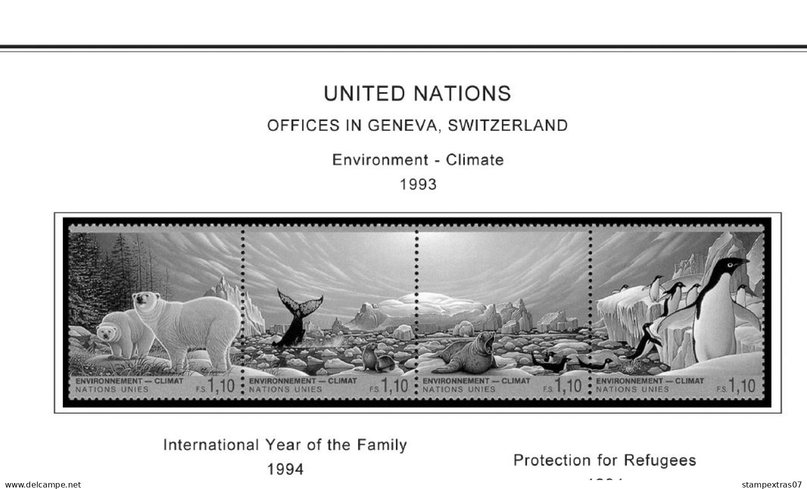 UNITED NATIONS - GENEVA 1969-2020 STAMP ALBUM PAGES (166 b&w illustrated pages)