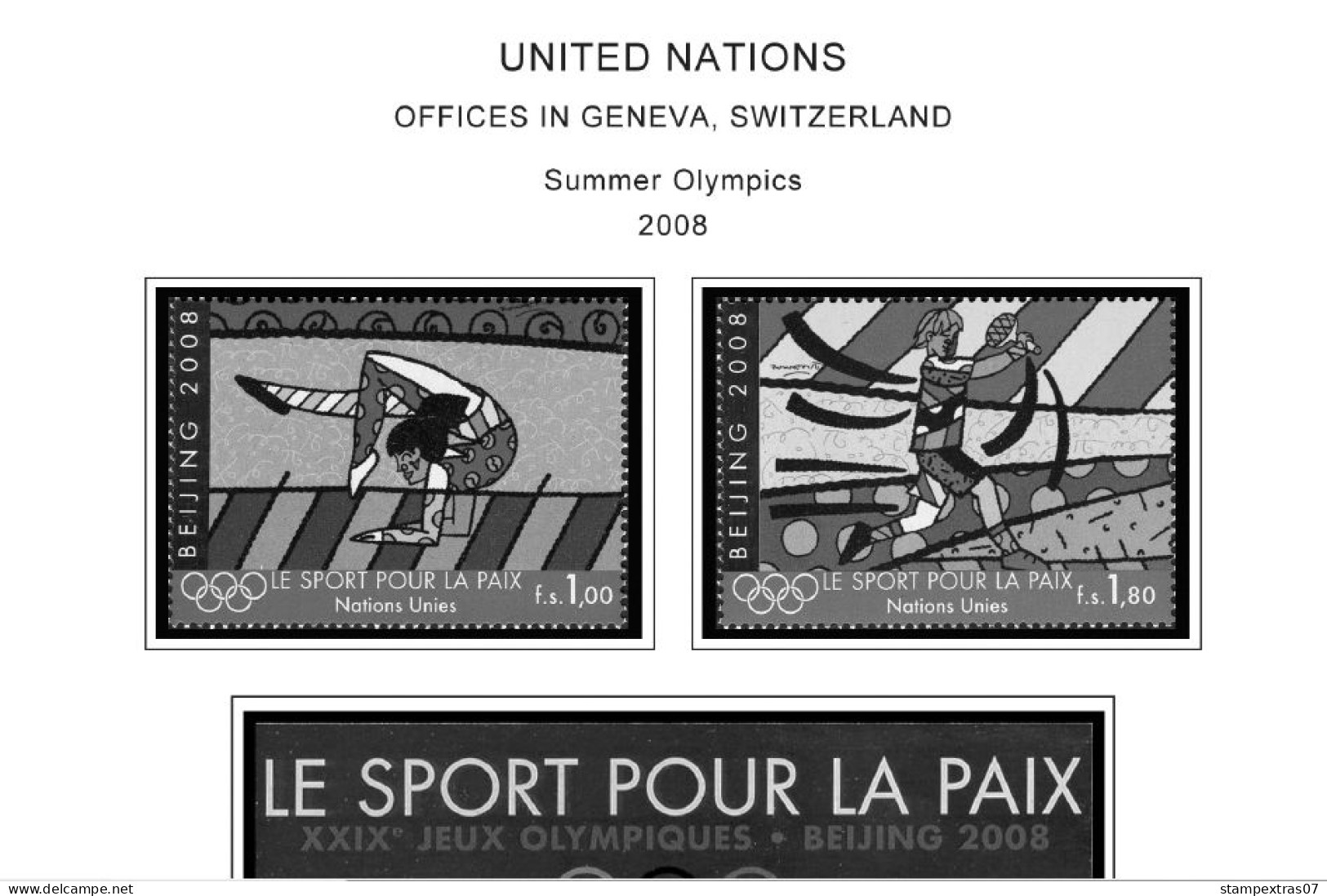 UNITED NATIONS - GENEVA 1969-2020 STAMP ALBUM PAGES (166 b&w illustrated pages)