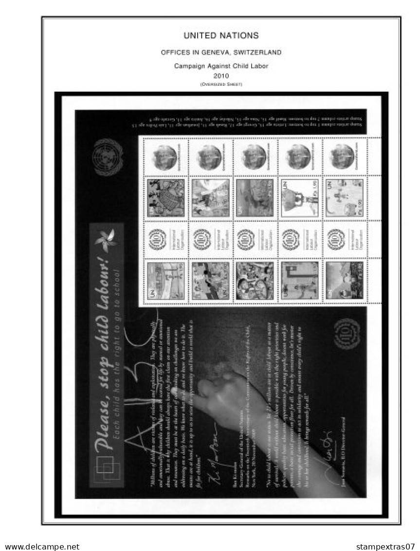 UNITED NATIONS - GENEVA 1969-2020 STAMP ALBUM PAGES (166 b&w illustrated pages)