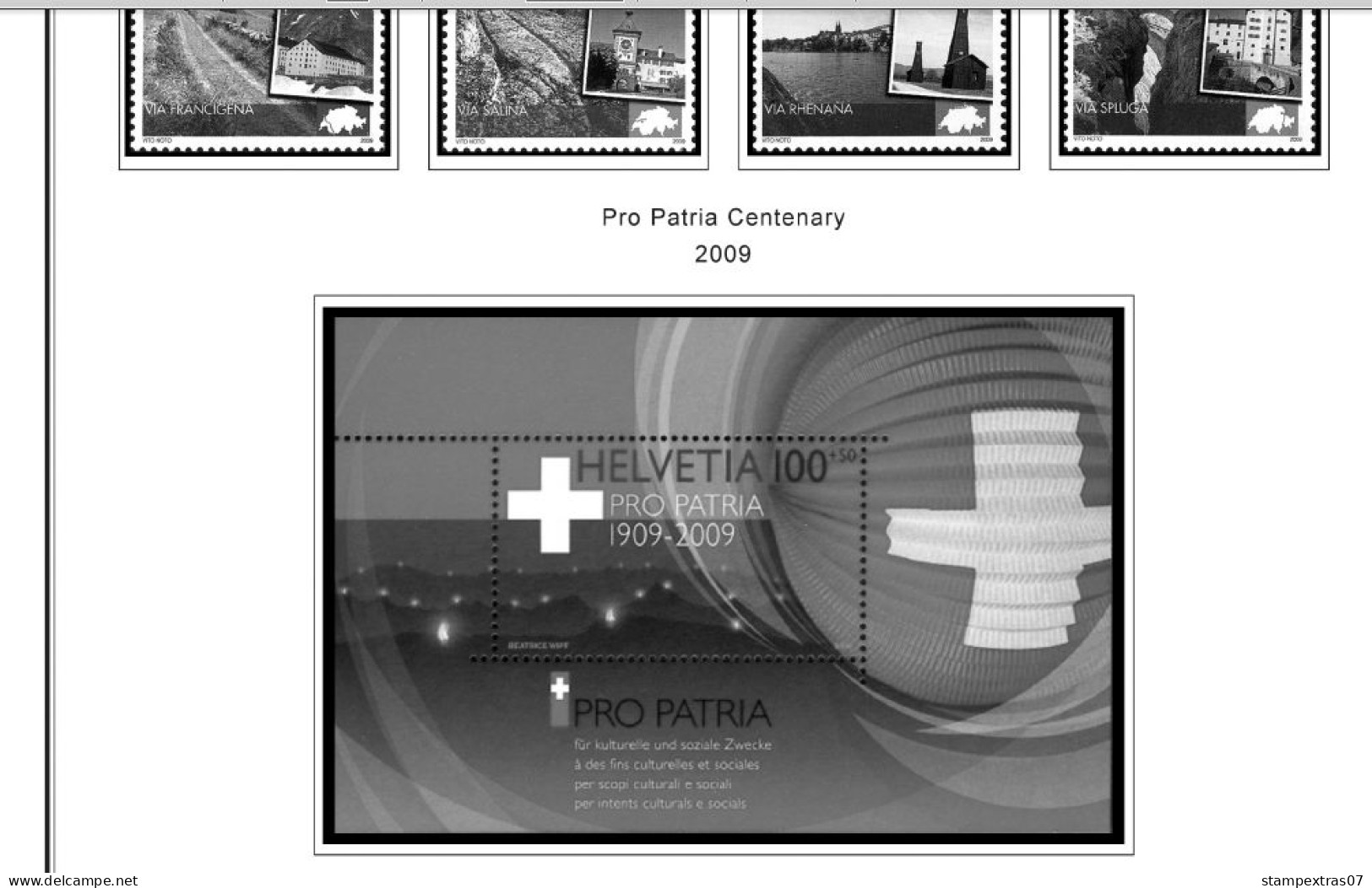 SWITZERLAND 1843-2010 + 2011-2020 STAMP ALBUM PAGES (277 b&w illustrated pages)