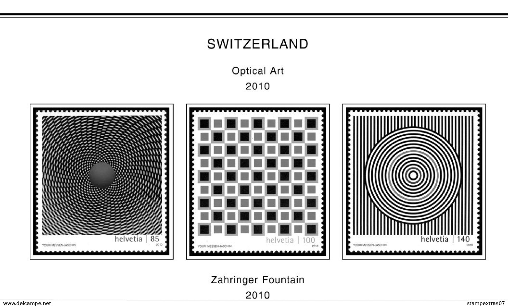 SWITZERLAND 1843-2010 + 2011-2020 STAMP ALBUM PAGES (277 b&w illustrated pages)