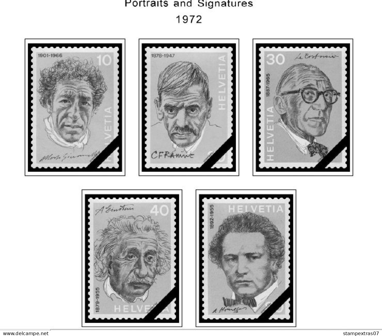 SWITZERLAND 1843-2010 + 2011-2020 STAMP ALBUM PAGES (277 b&w illustrated pages)