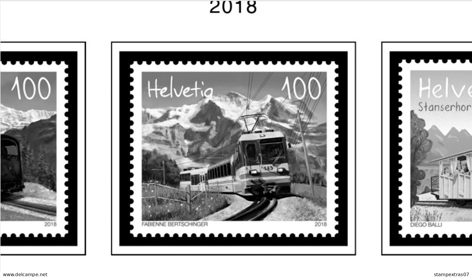 SWITZERLAND 1843-2010 + 2011-2020 STAMP ALBUM PAGES (277 b&w illustrated pages)