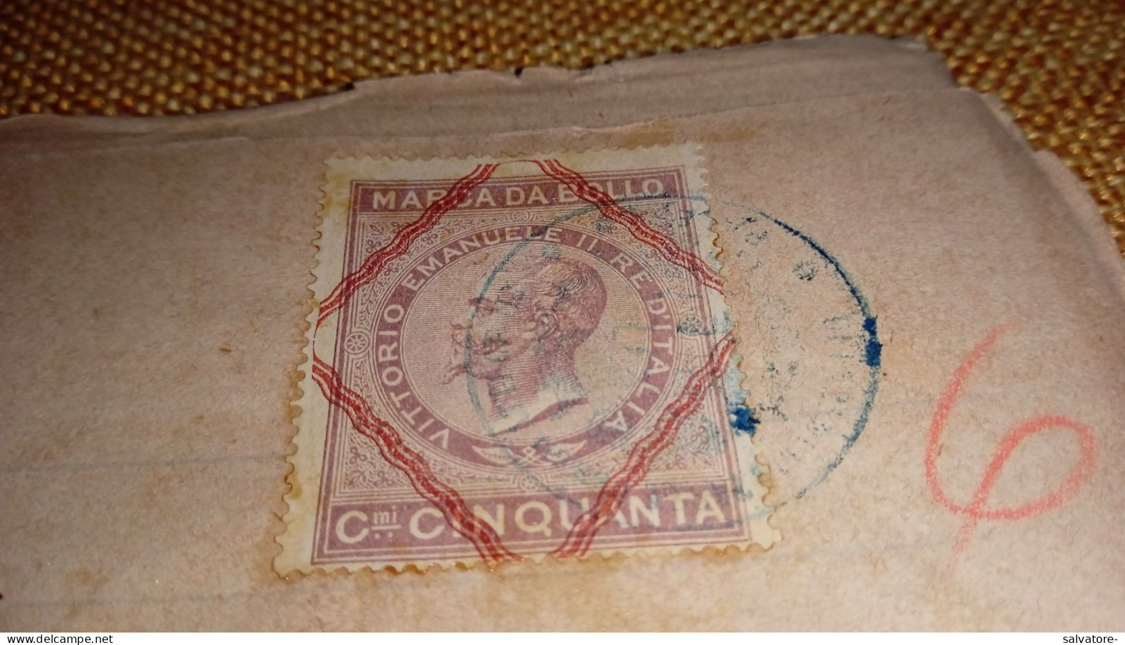 DOCUMENTO CON MARCA DA BOLLO CENTESIMI 50 VITTORIO EMANUELE Ii - Revenue Stamps