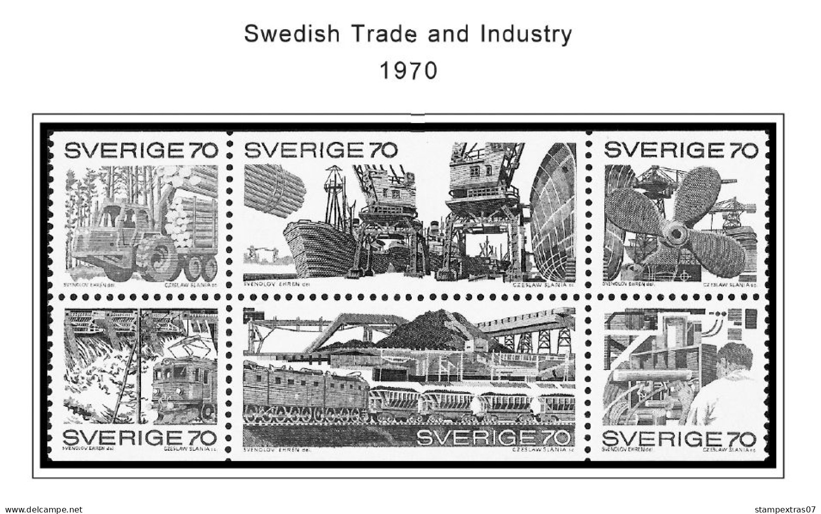 SWEDEN 1855-2010 STAMP ALBUM PAGES (264 b&w illustrated pages)