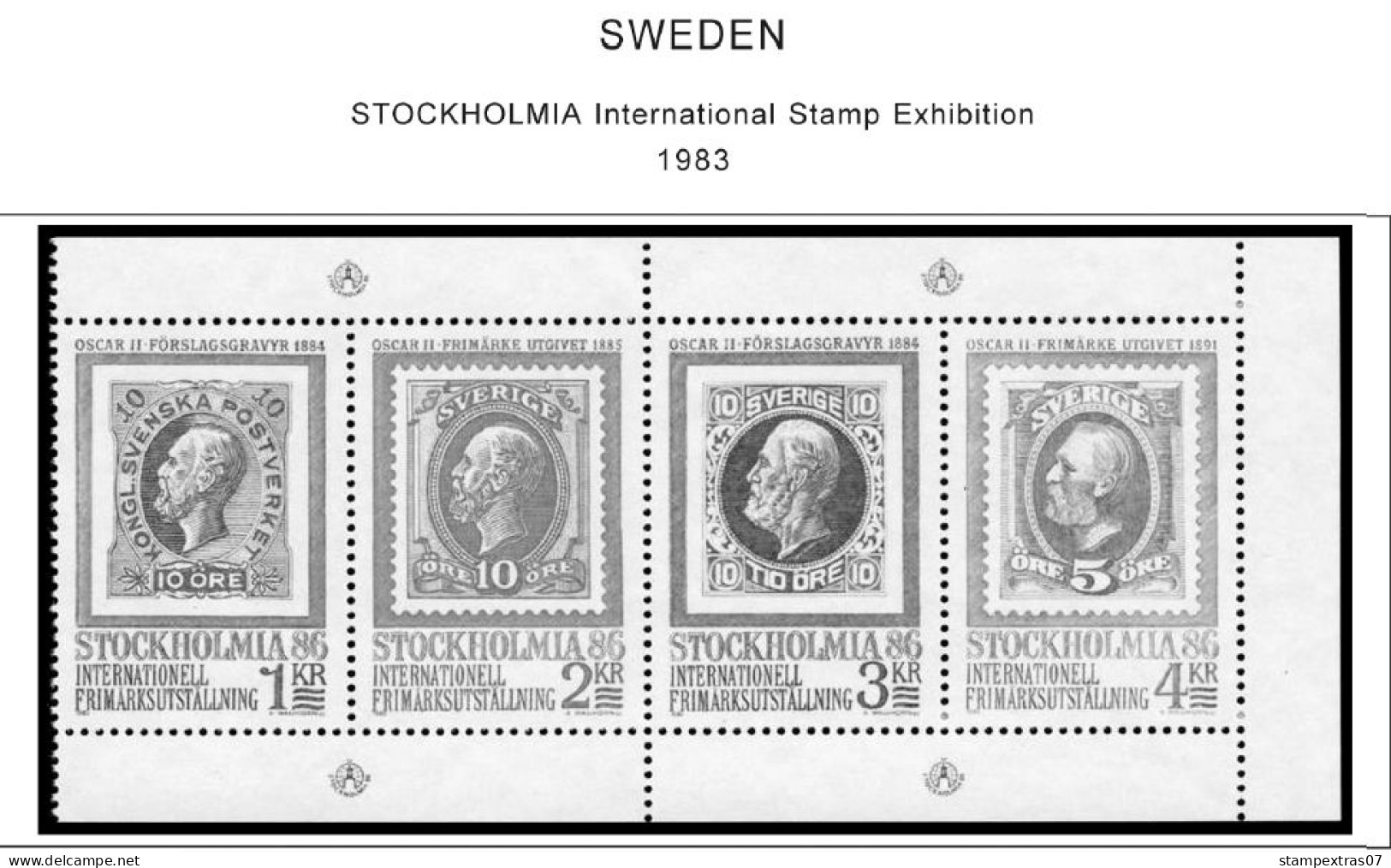 SWEDEN 1855-2010 STAMP ALBUM PAGES (264 b&w illustrated pages)