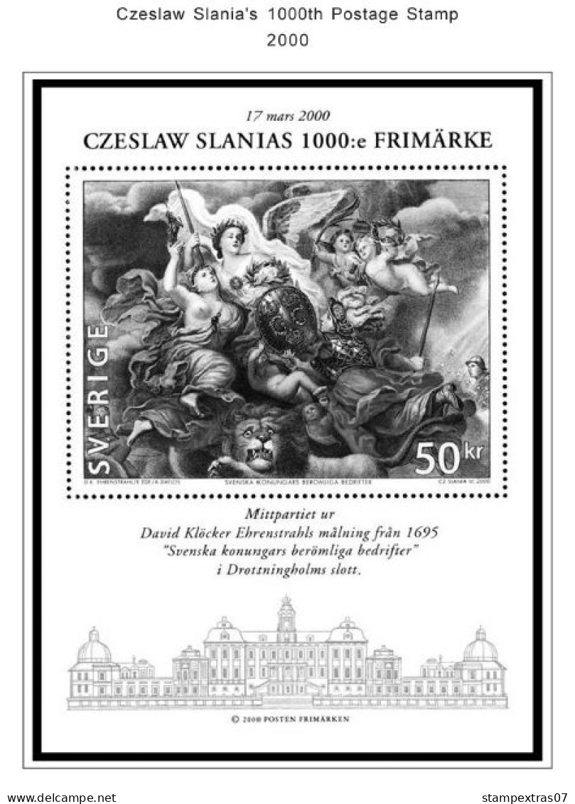 SWEDEN 1855-2010 STAMP ALBUM PAGES (264 b&w illustrated pages)