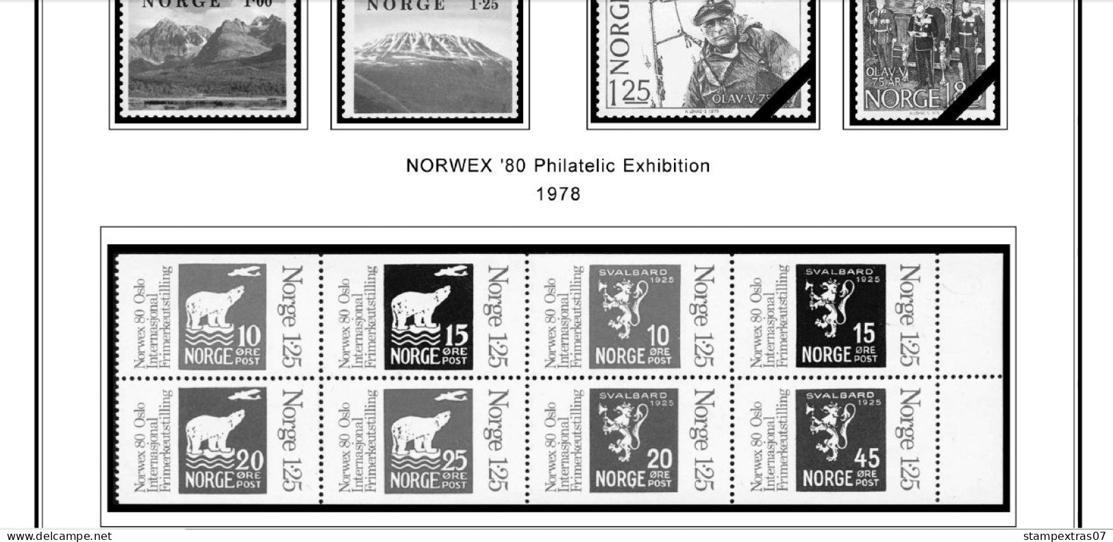 NORWAY 1855-2010 STAMP ALBUM PAGES (183 b&w illustrated pages)