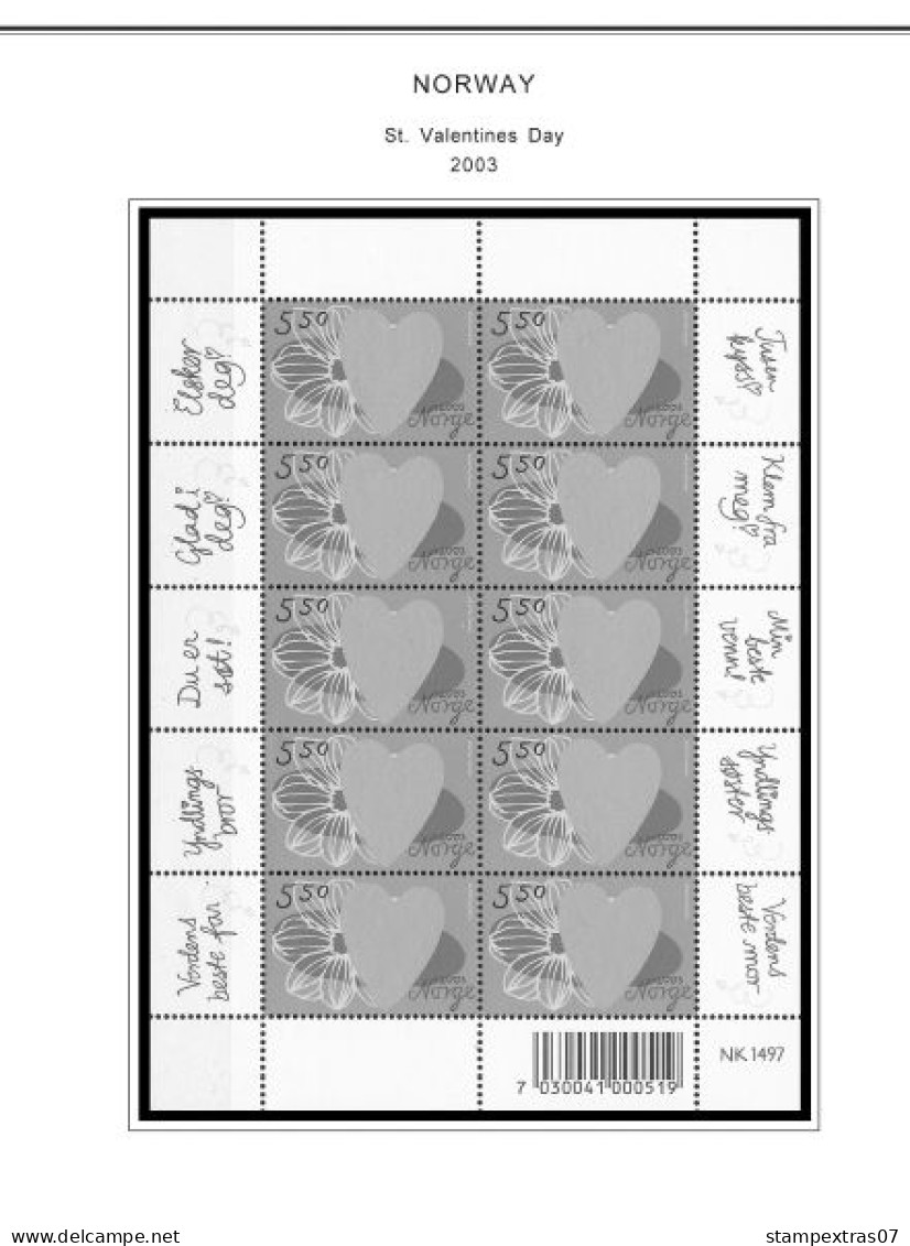 NORWAY 1855-2010 STAMP ALBUM PAGES (183 b&w illustrated pages)