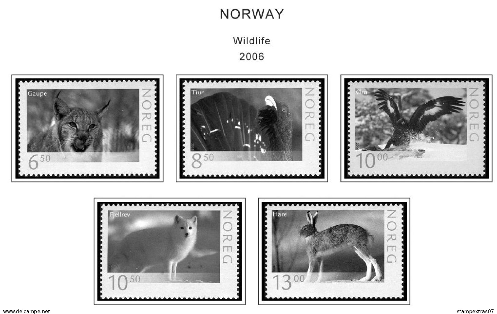 NORWAY 1855-2010 STAMP ALBUM PAGES (183 b&w illustrated pages)