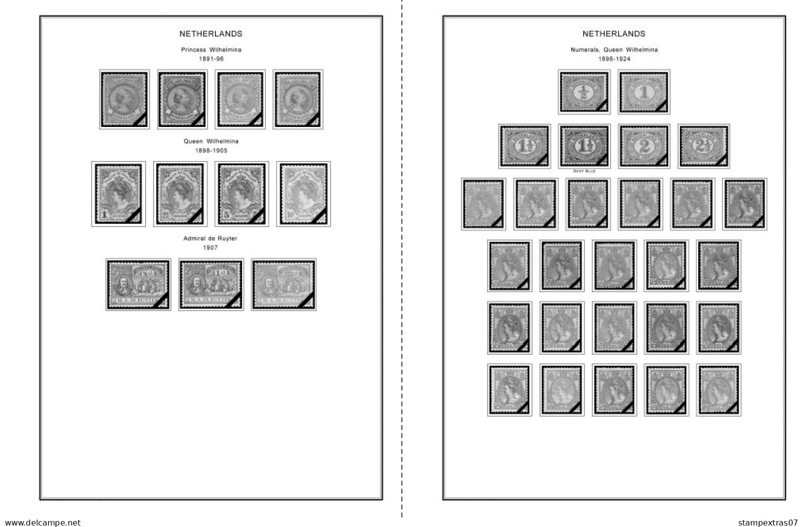 NETHERLANDS 1852-2010 + 2011-2020 STAMP ALBUM PAGES (474 B&w Illustrated Pages) - Inglés