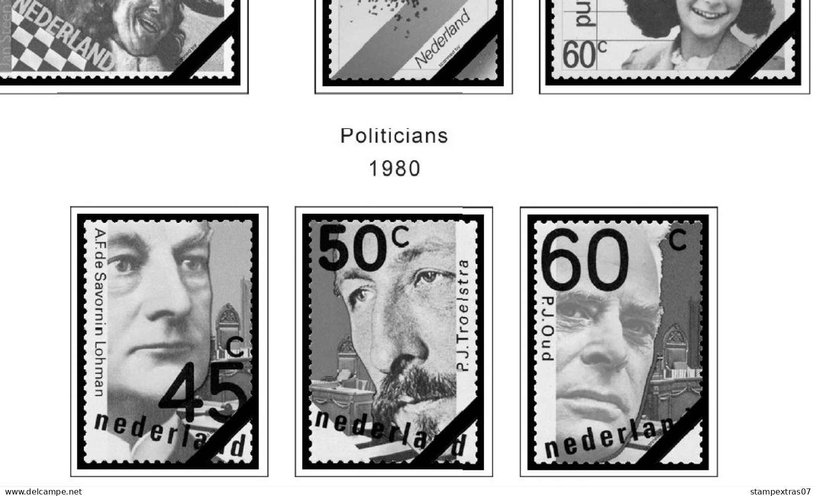 NETHERLANDS 1852-2010 + 2011-2020 STAMP ALBUM PAGES (474 b&w illustrated pages)