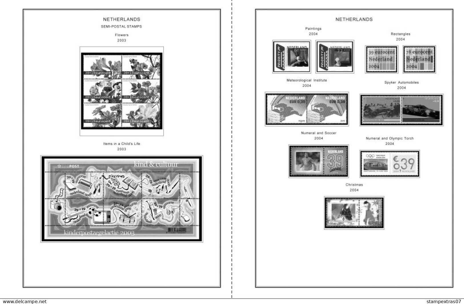 NETHERLANDS 1852-2010 + 2011-2020 STAMP ALBUM PAGES (474 b&w illustrated pages)