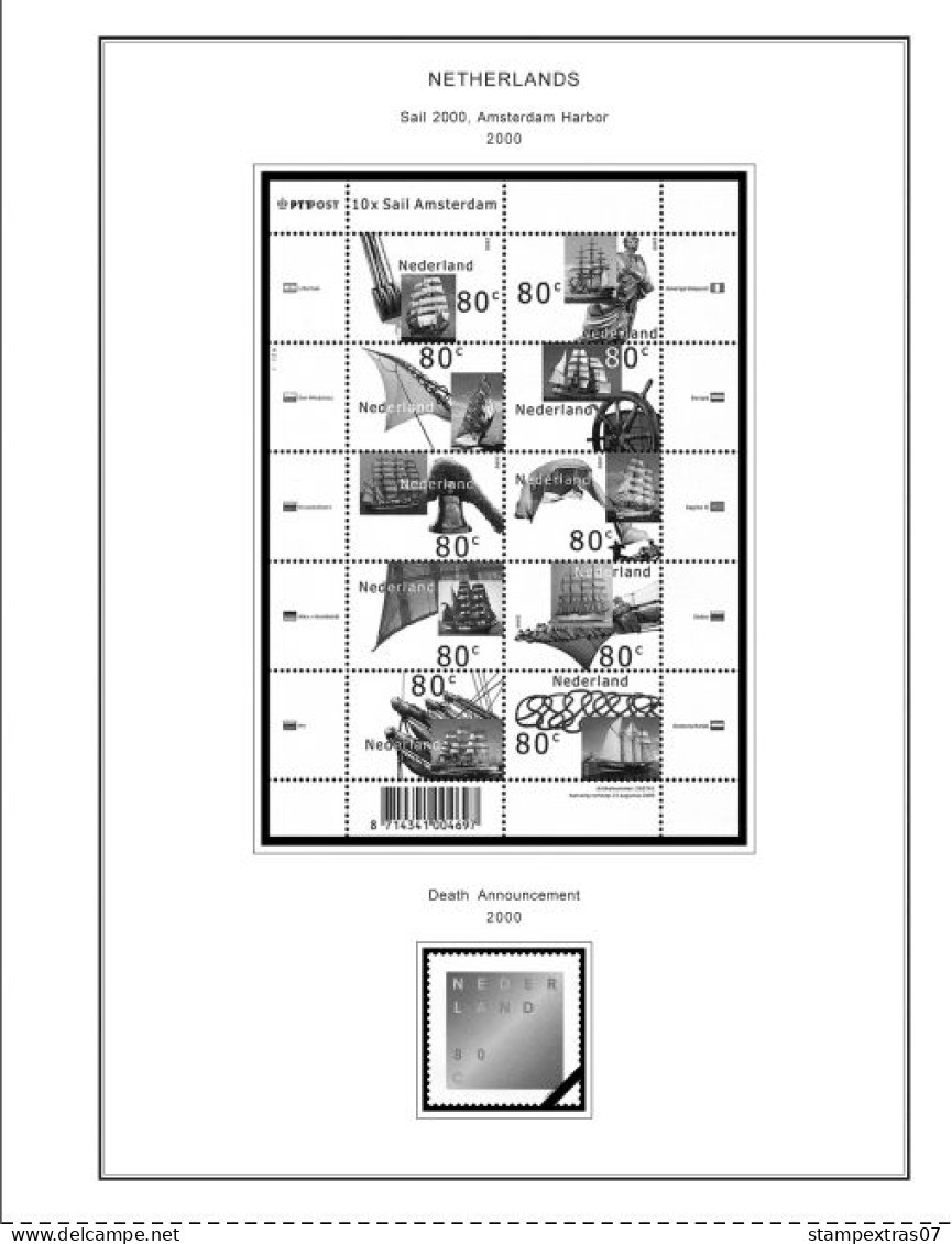 NETHERLANDS 1852-2010 + 2011-2020 STAMP ALBUM PAGES (474 b&w illustrated pages)