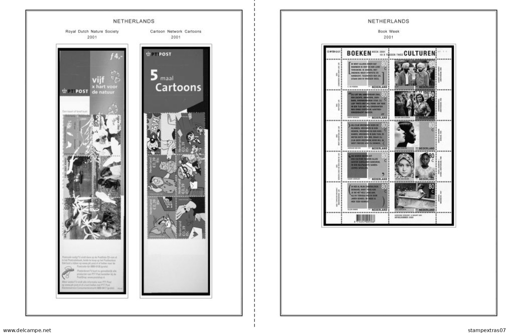 NETHERLANDS 1852-2010 + 2011-2020 STAMP ALBUM PAGES (474 b&w illustrated pages)