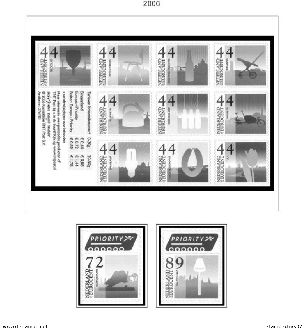 NETHERLANDS 1852-2010 + 2011-2020 STAMP ALBUM PAGES (474 b&w illustrated pages)