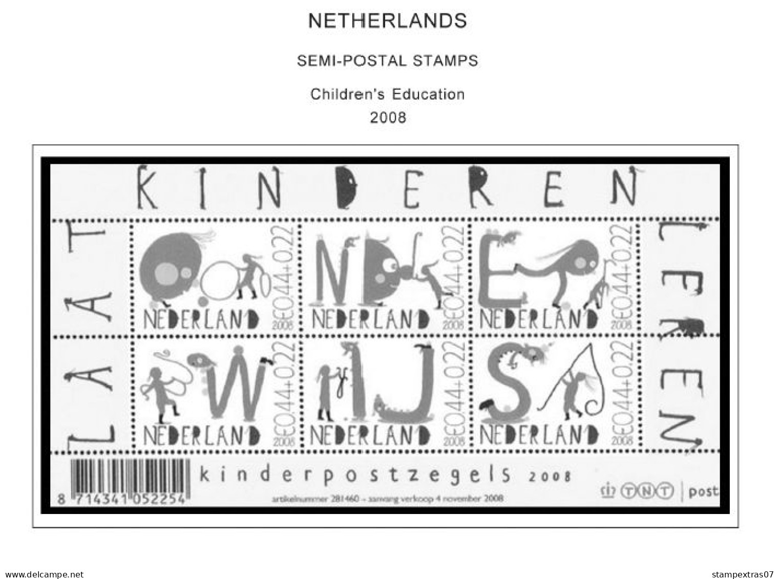 NETHERLANDS 1852-2010 + 2011-2020 STAMP ALBUM PAGES (474 b&w illustrated pages)