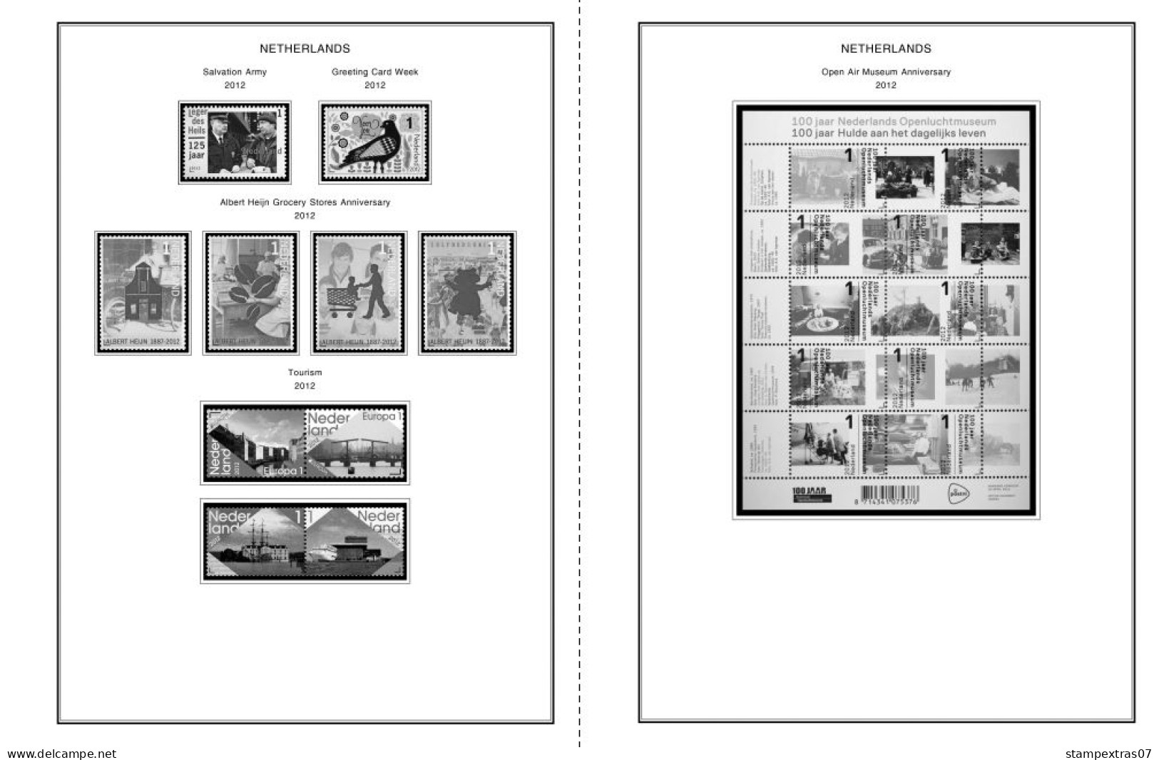 NETHERLANDS 1852-2010 + 2011-2020 STAMP ALBUM PAGES (474 b&w illustrated pages)