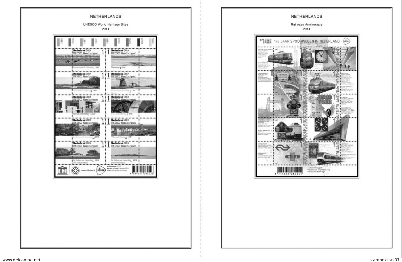 NETHERLANDS 1852-2010 + 2011-2020 STAMP ALBUM PAGES (474 b&w illustrated pages)