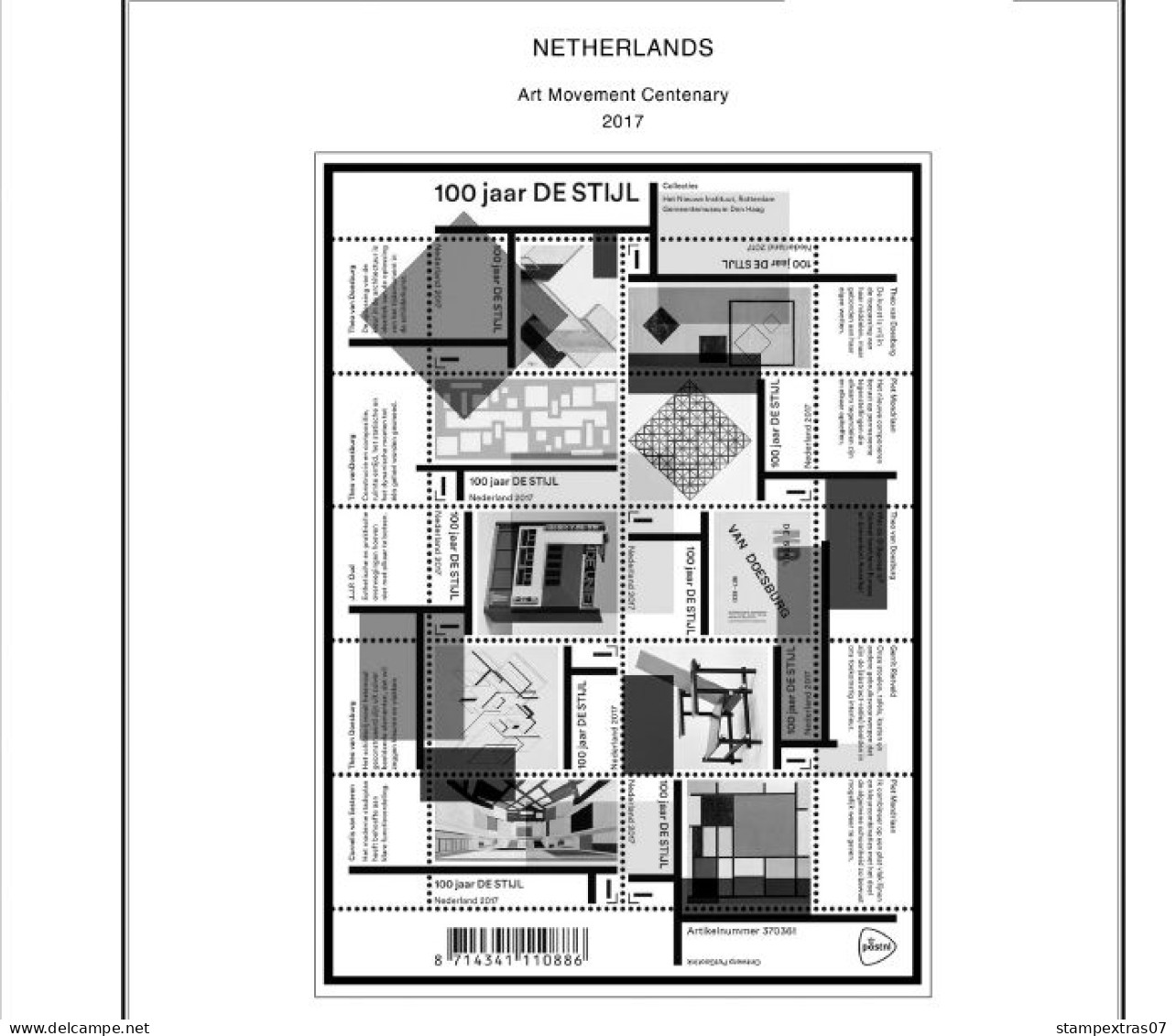 NETHERLANDS 1852-2010 + 2011-2020 STAMP ALBUM PAGES (474 b&w illustrated pages)