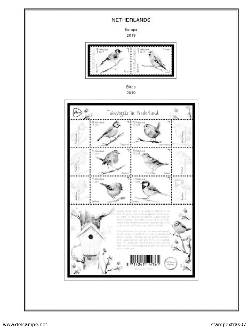 NETHERLANDS 1852-2010 + 2011-2020 STAMP ALBUM PAGES (474 b&w illustrated pages)