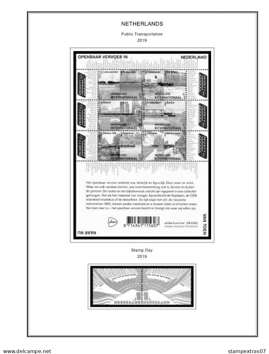 NETHERLANDS 1852-2010 + 2011-2020 STAMP ALBUM PAGES (474 b&w illustrated pages)