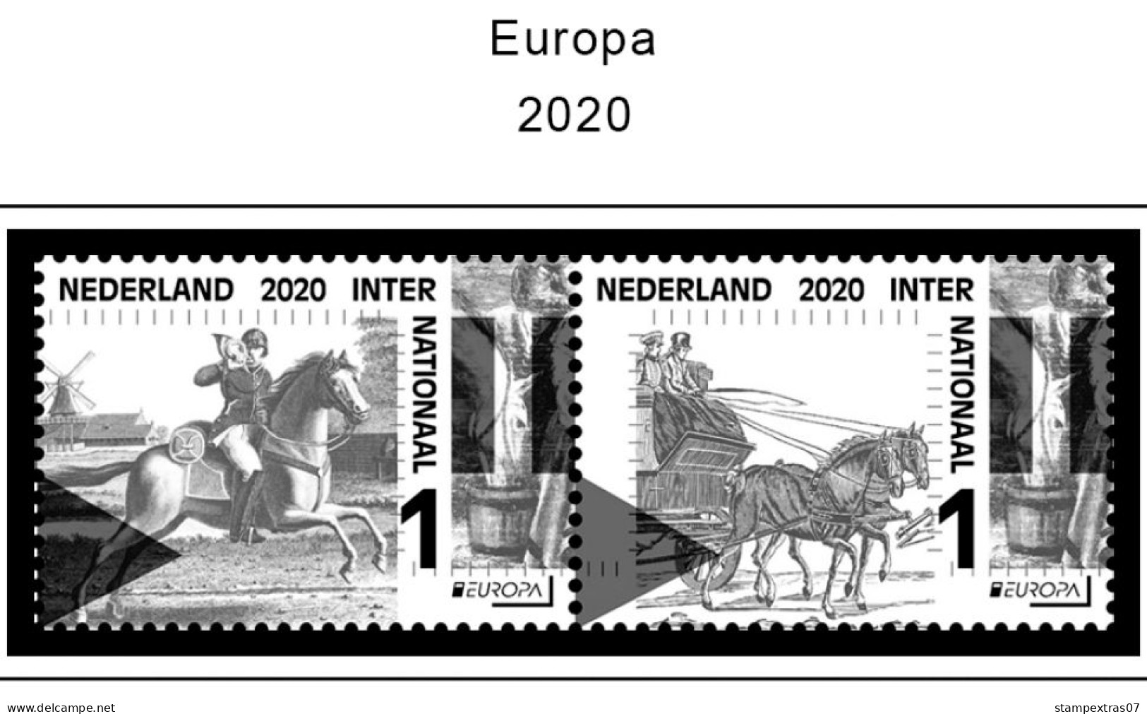 NETHERLANDS 1852-2010 + 2011-2020 STAMP ALBUM PAGES (474 b&w illustrated pages)