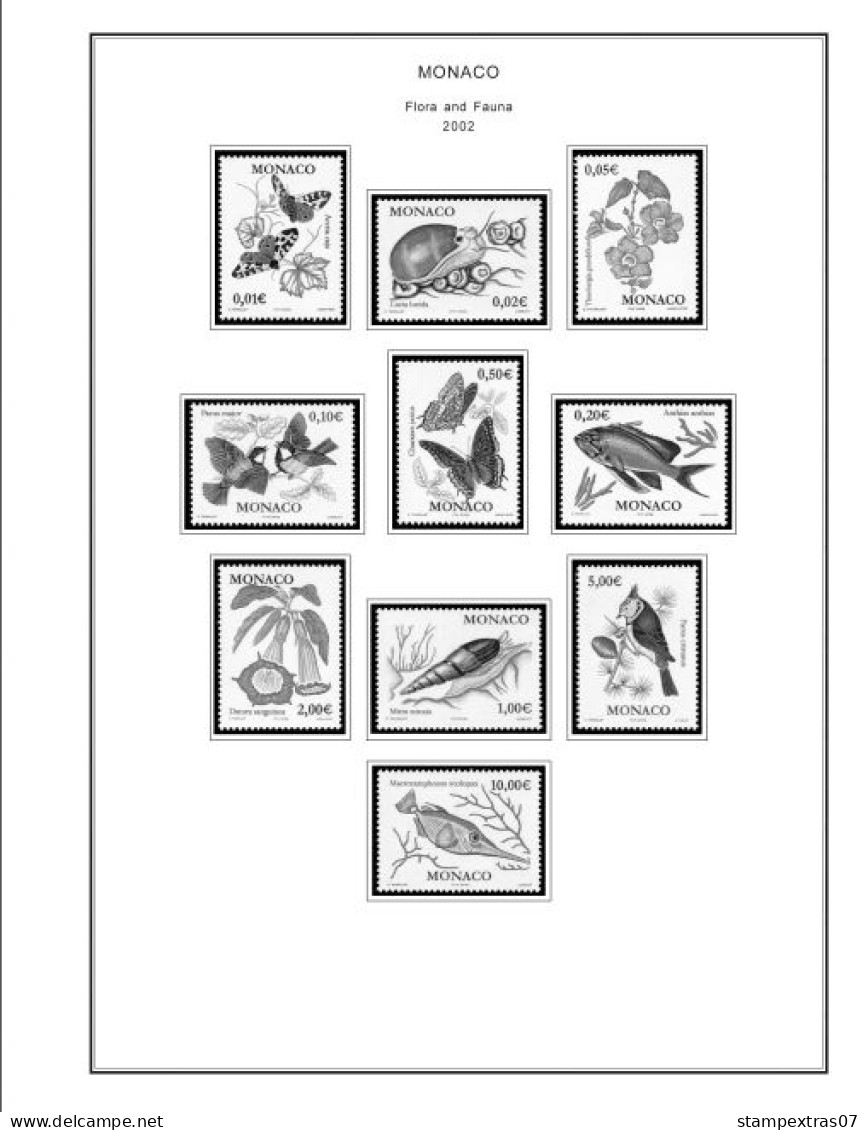 MONACO 1855-2010 + 2011-2020 STAMP ALBUM PAGES (409 B&w Illustrated Pages) - Anglais