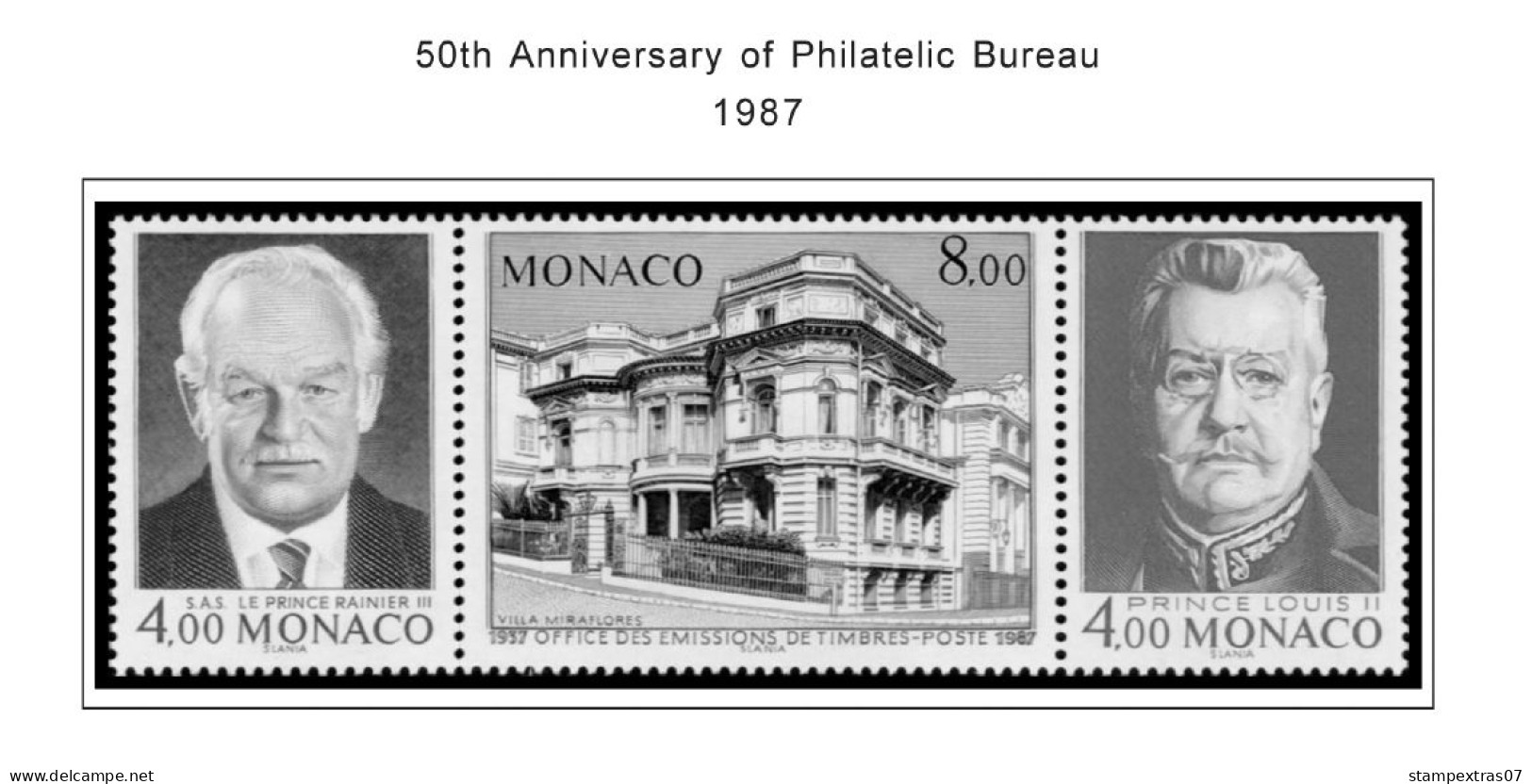 MONACO 1855-2010 + 2011-2020 STAMP ALBUM PAGES (409 b&w illustrated pages)