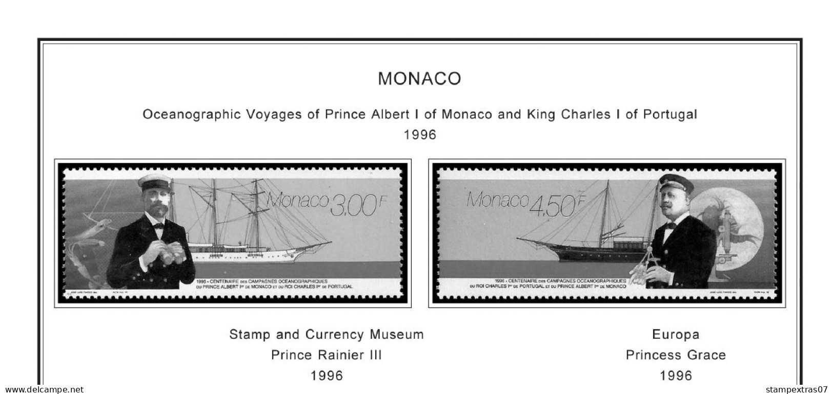 MONACO 1855-2010 + 2011-2020 STAMP ALBUM PAGES (409 b&w illustrated pages)