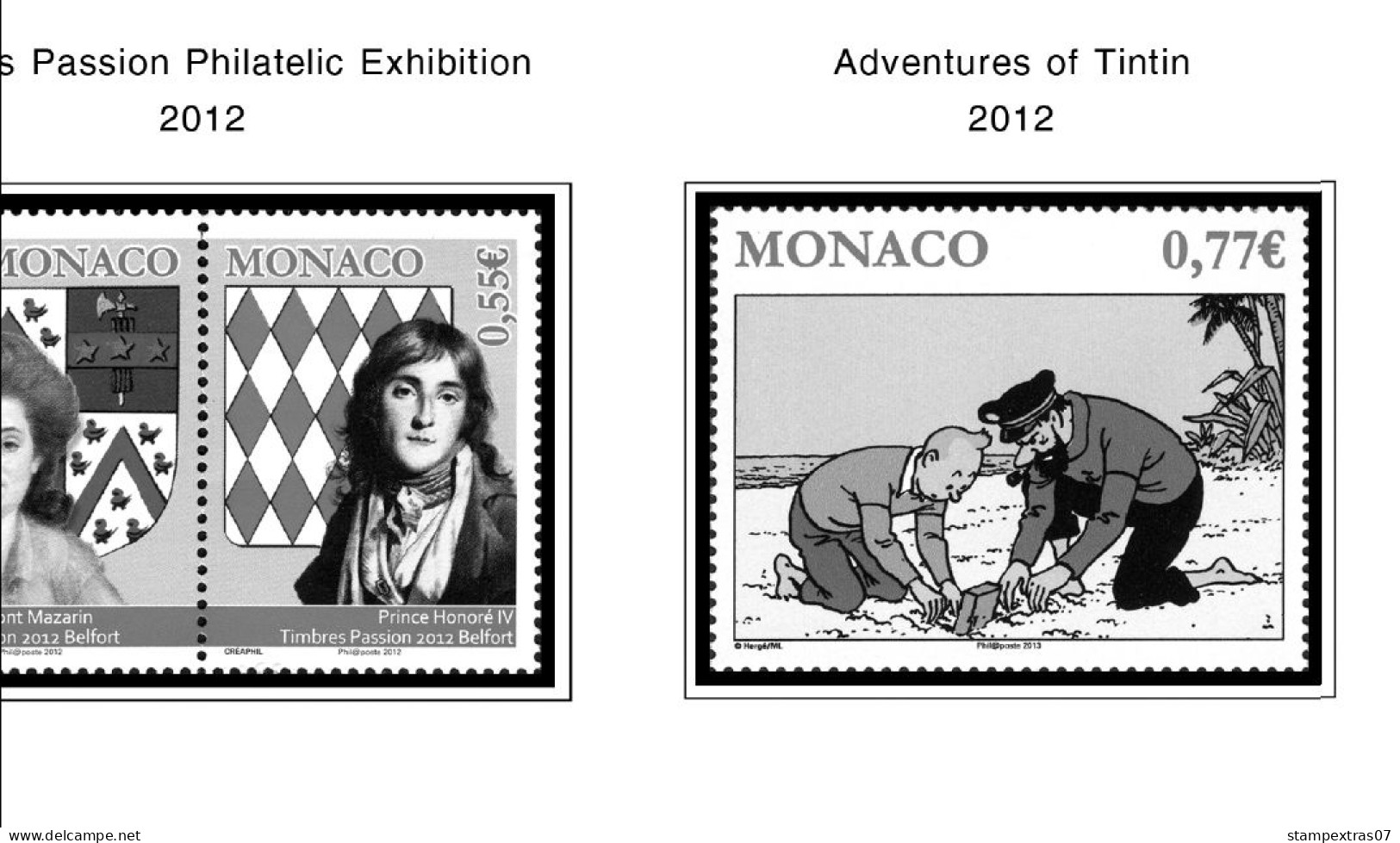 MONACO 1855-2010 + 2011-2020 STAMP ALBUM PAGES (409 b&w illustrated pages)