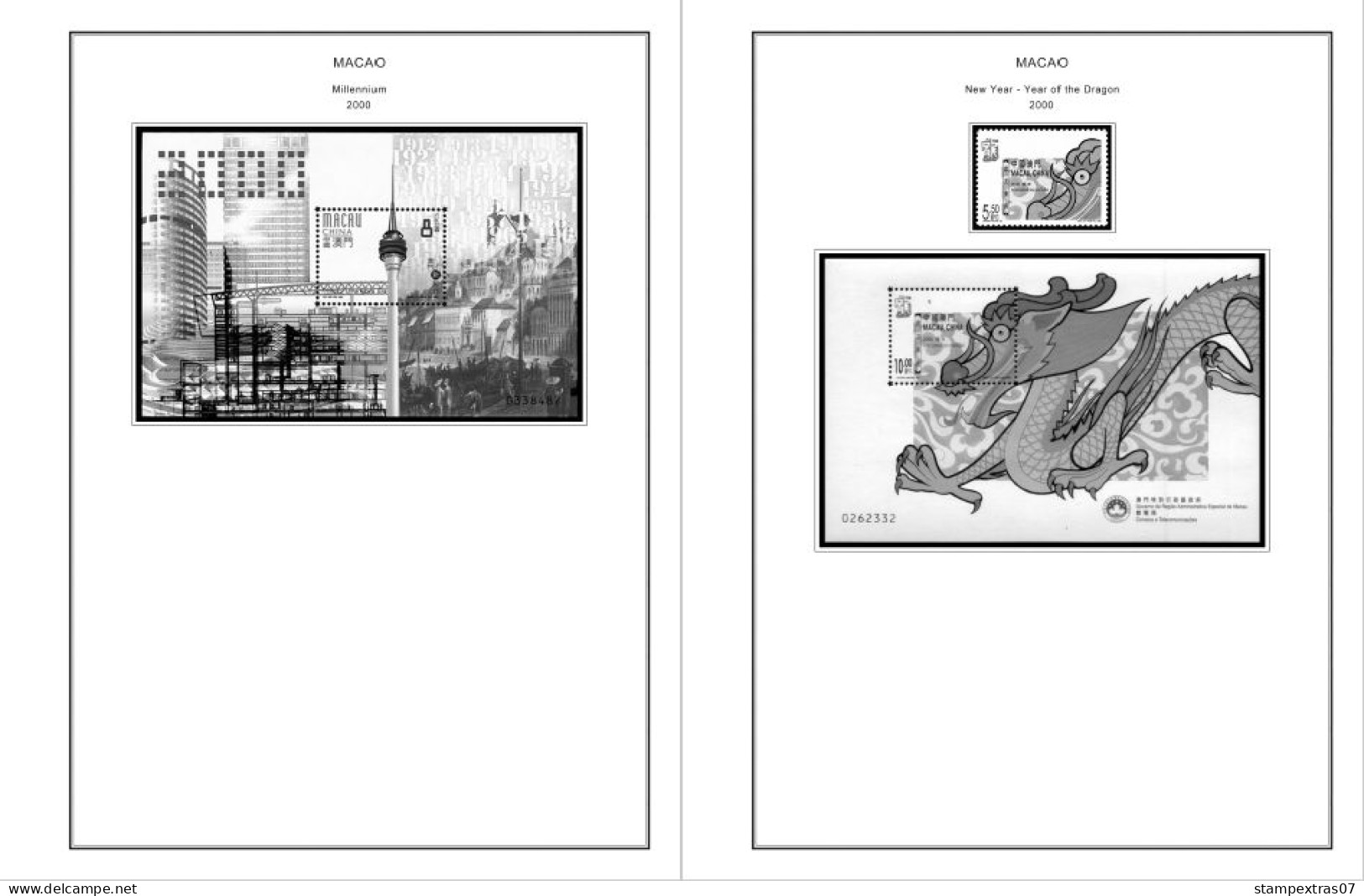 MACAO [SAR] 1999-2010 + 2011-2020 STAMP ALBUM PAGES (248 B&w Illustrated Pages) - Engels