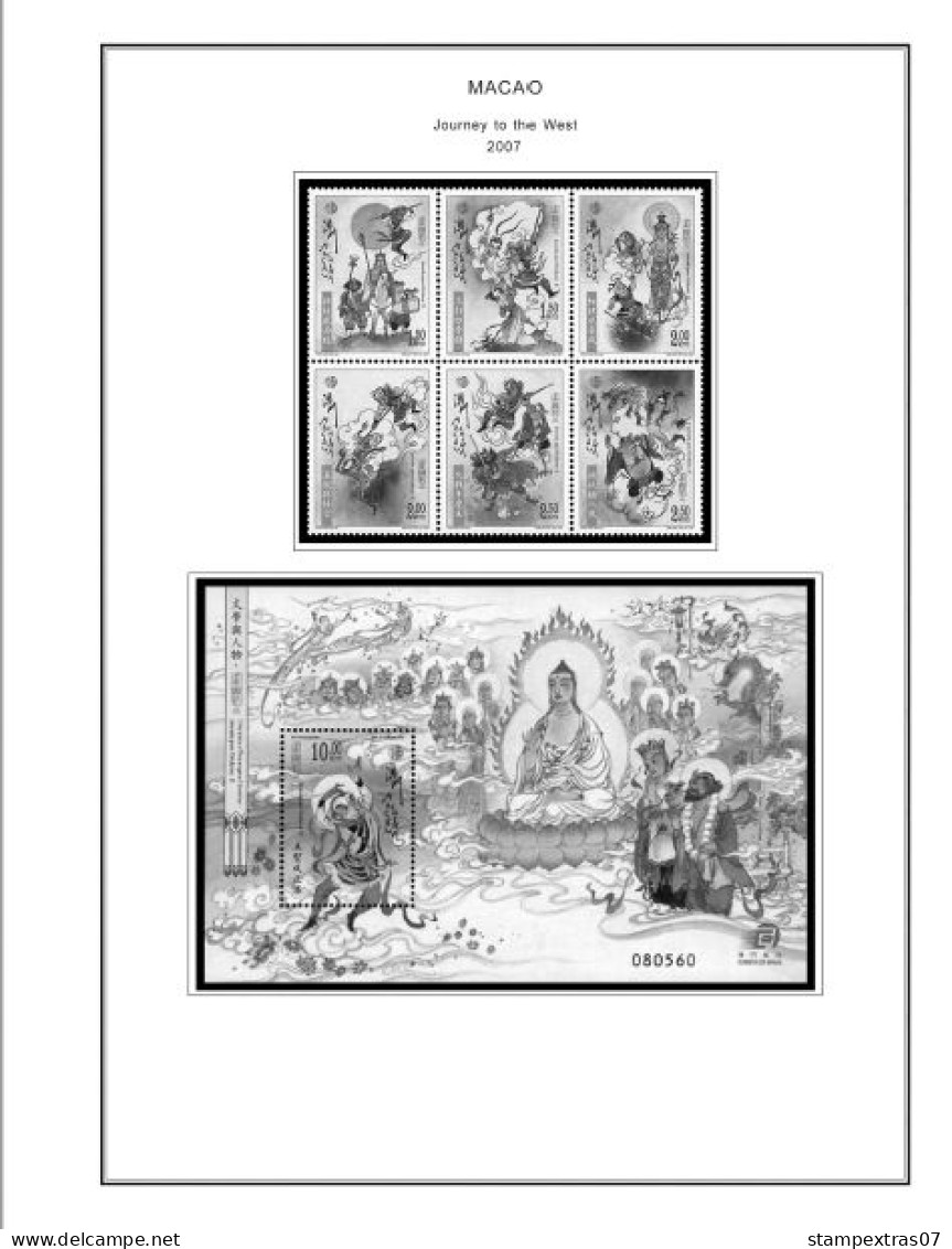 MACAO [SAR] 1999-2010 + 2011-2020 STAMP ALBUM PAGES (248 b&w illustrated pages)