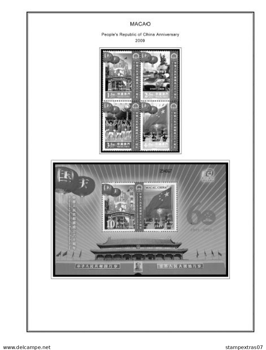 MACAO [SAR] 1999-2010 + 2011-2020 STAMP ALBUM PAGES (248 b&w illustrated pages)