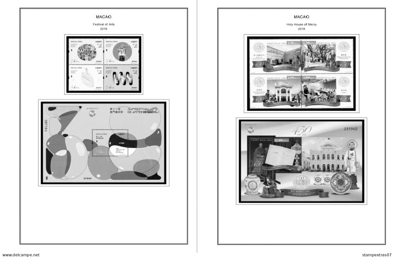 MACAO [SAR] 1999-2010 + 2011-2020 STAMP ALBUM PAGES (248 b&w illustrated pages)