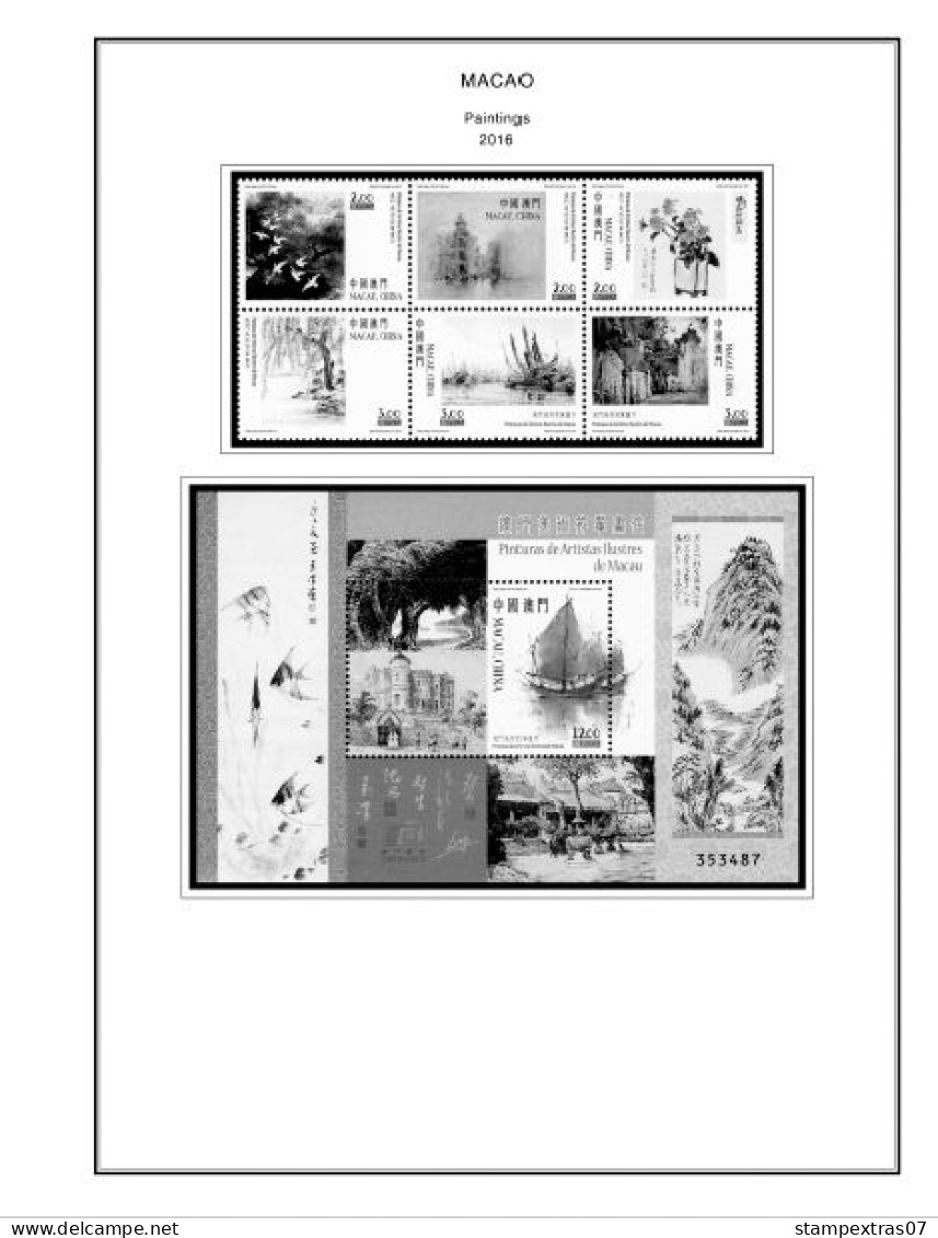 MACAO [SAR] 1999-2010 + 2011-2020 STAMP ALBUM PAGES (248 b&w illustrated pages)