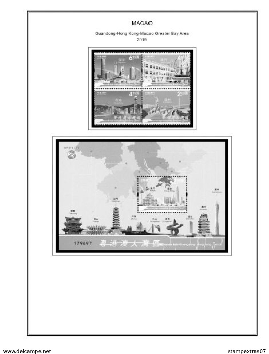 MACAO [SAR] 1999-2010 + 2011-2020 STAMP ALBUM PAGES (248 b&w illustrated pages)