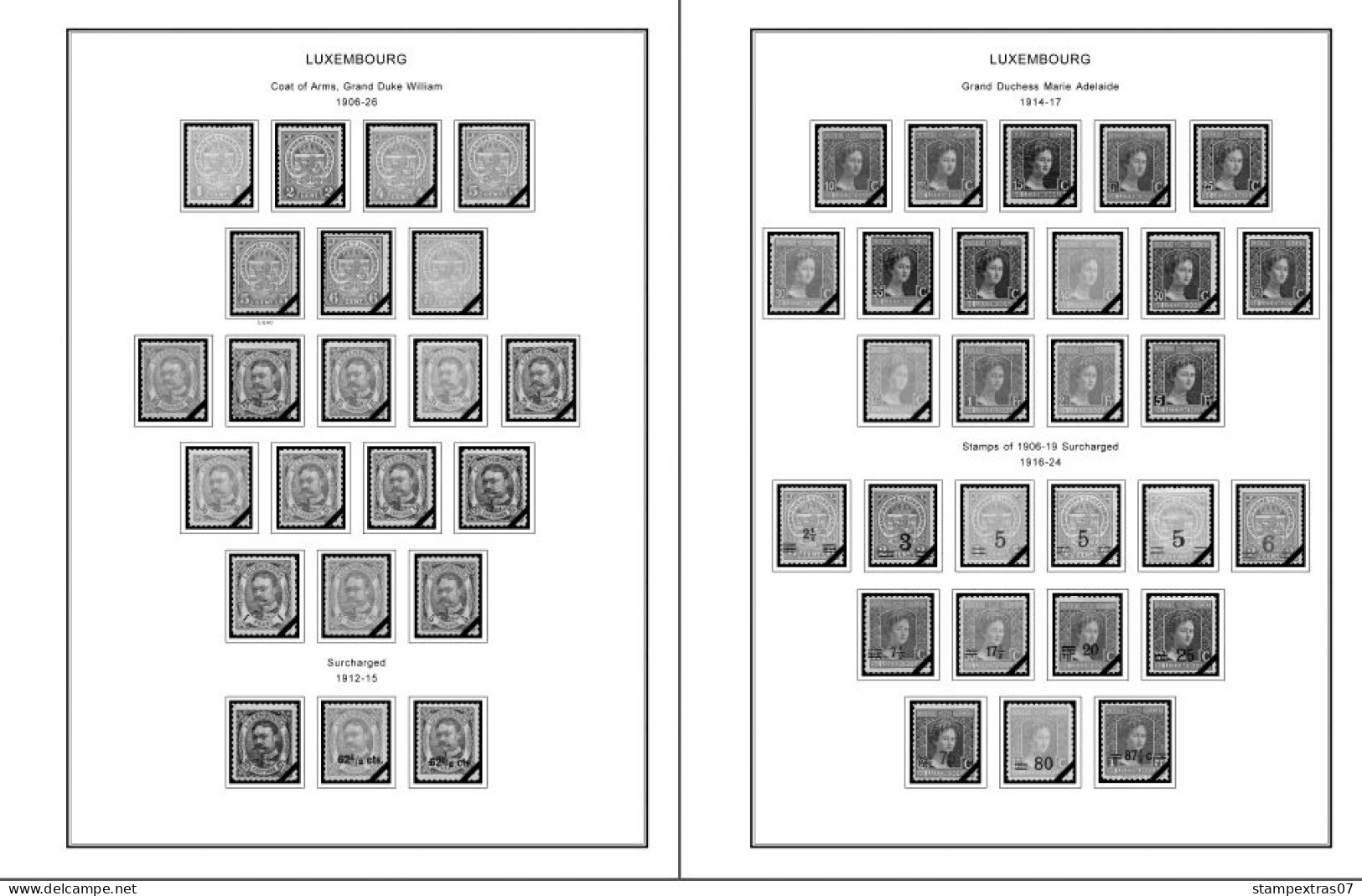 LUXEMBOURG 1852-2010 + 2011-2020 STAMP ALBUM PAGES (244 B&w Illustrated Pages) - Inglés