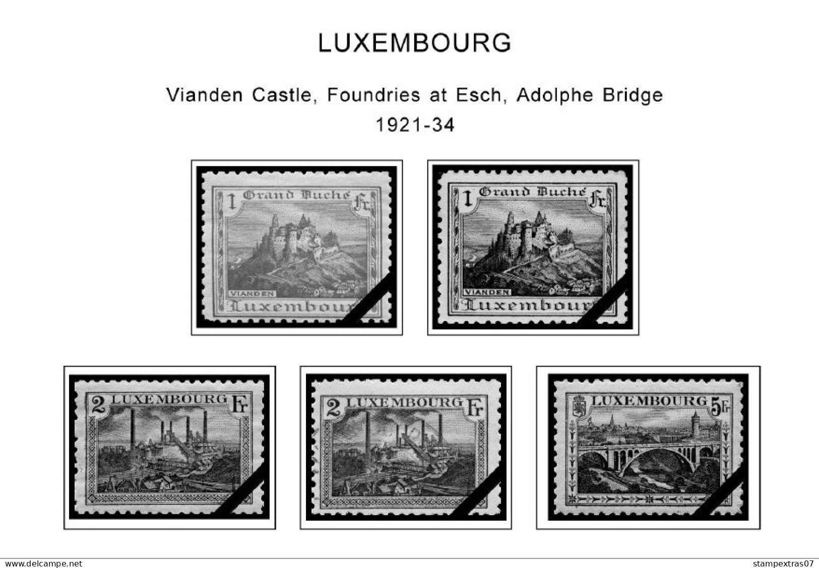 LUXEMBOURG 1852-2010 + 2011-2020 STAMP ALBUM PAGES (244 B&w Illustrated Pages) - English