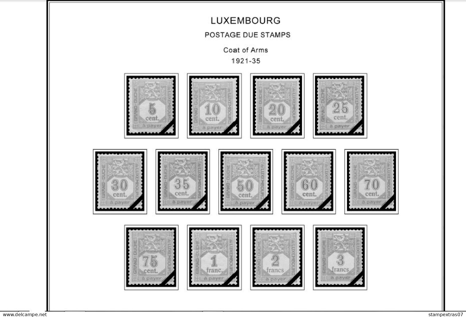 LUXEMBOURG 1852-2010 + 2011-2020 STAMP ALBUM PAGES (244 b&w illustrated pages)