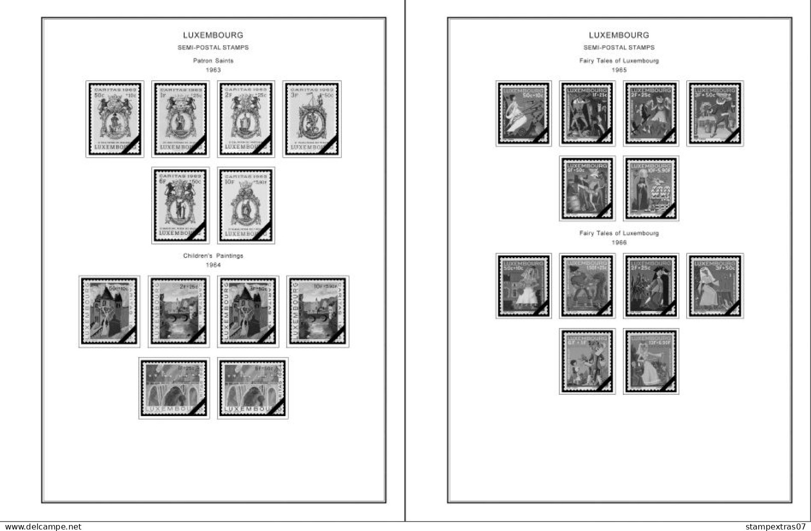 LUXEMBOURG 1852-2010 + 2011-2020 STAMP ALBUM PAGES (244 b&w illustrated pages)