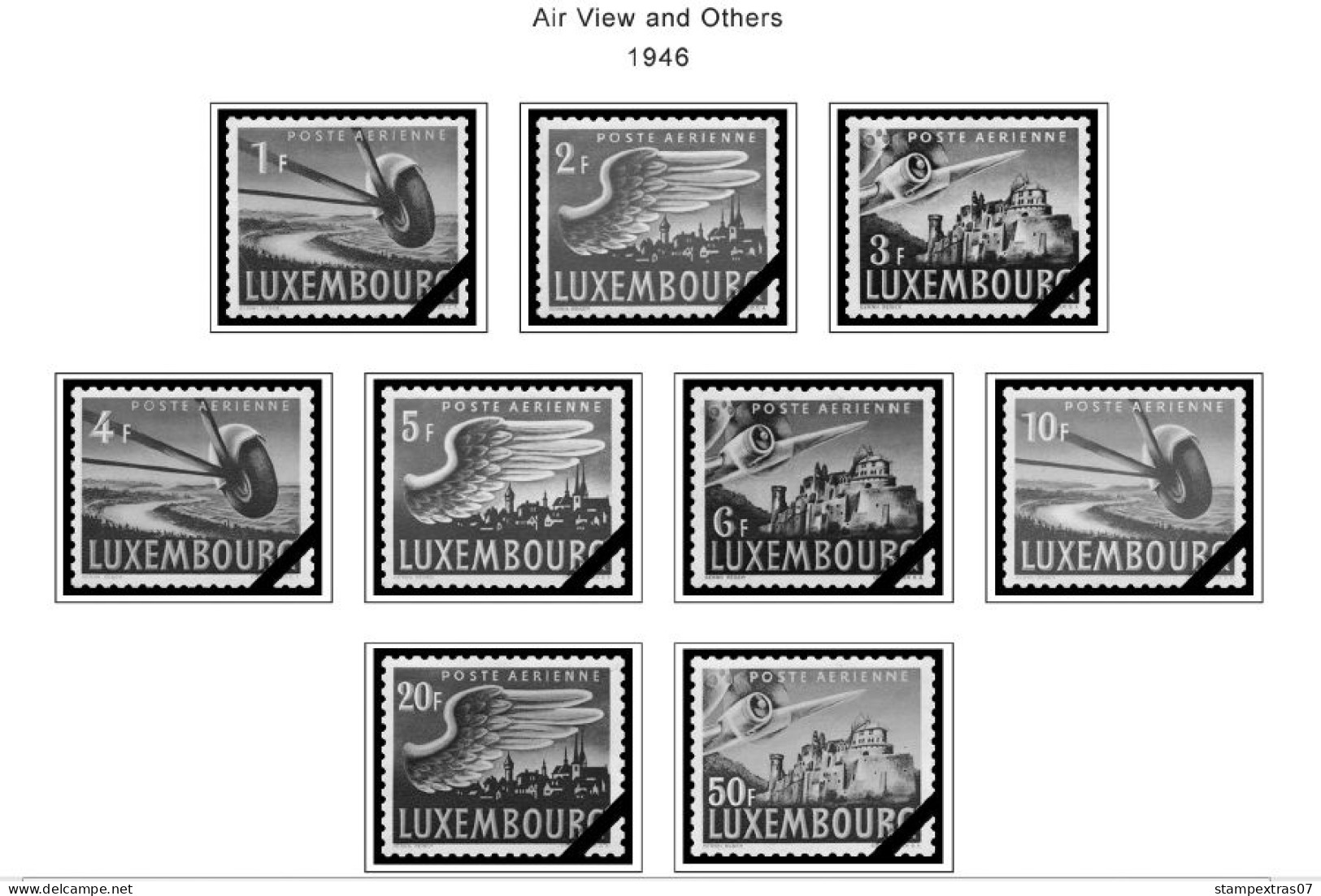 LUXEMBOURG 1852-2010 + 2011-2020 STAMP ALBUM PAGES (244 b&w illustrated pages)