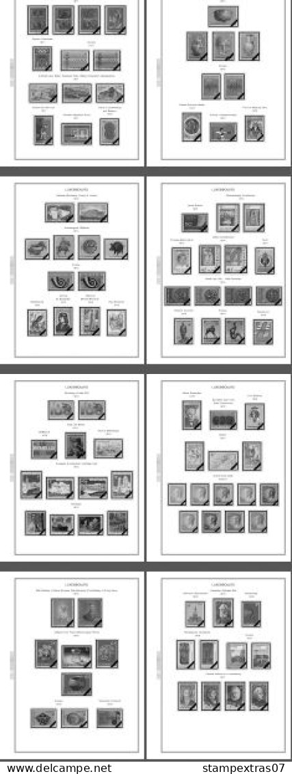 LUXEMBOURG 1852-2010 + 2011-2020 STAMP ALBUM PAGES (244 b&w illustrated pages)