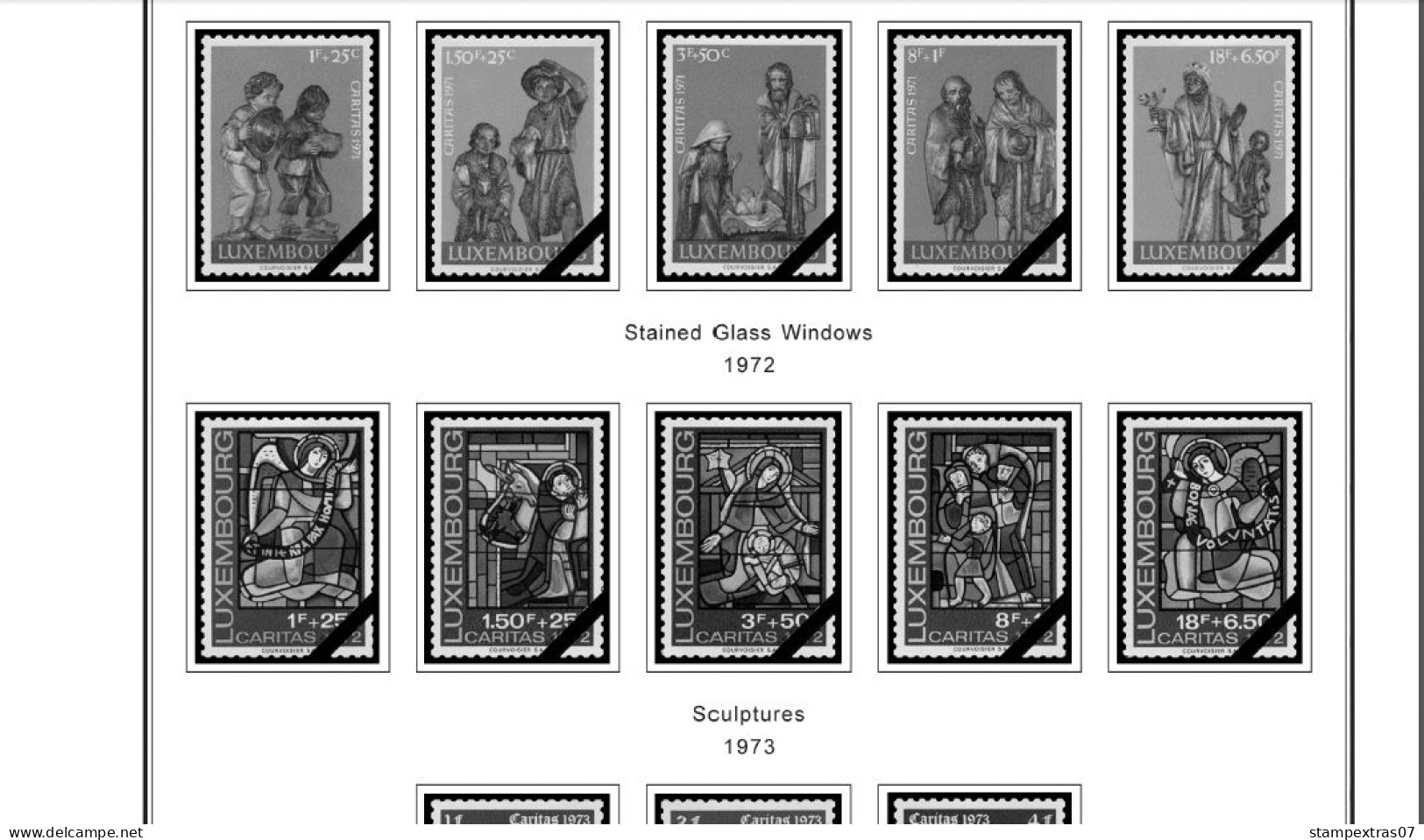 LUXEMBOURG 1852-2010 + 2011-2020 STAMP ALBUM PAGES (244 b&w illustrated pages)